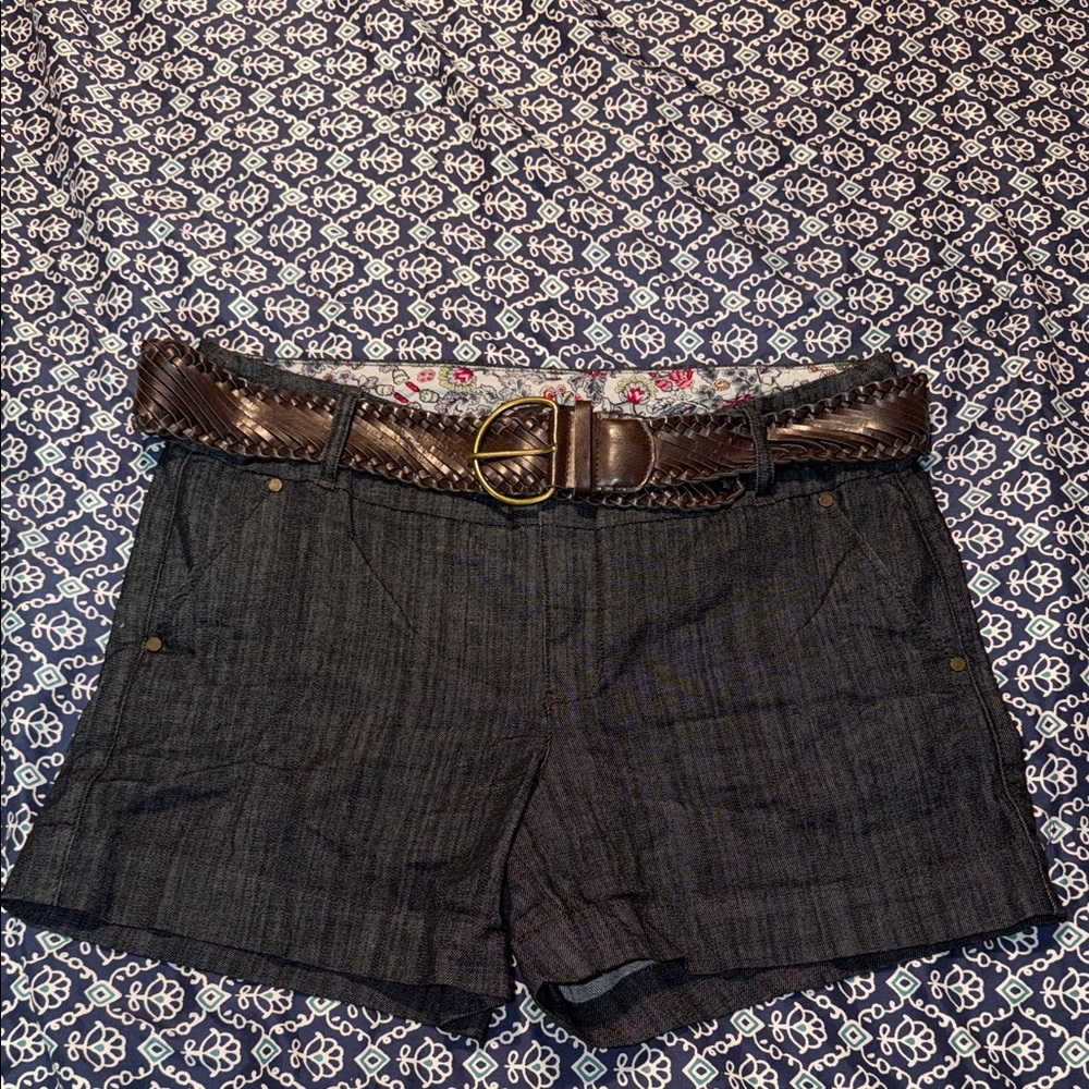 one 5 one Navy and White Patterned Skirt with Floral Accents